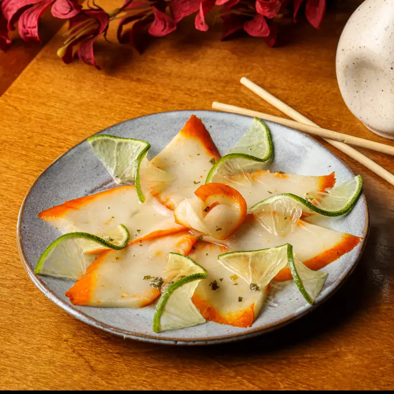 Carpaccio de Hadock ao mel de piment