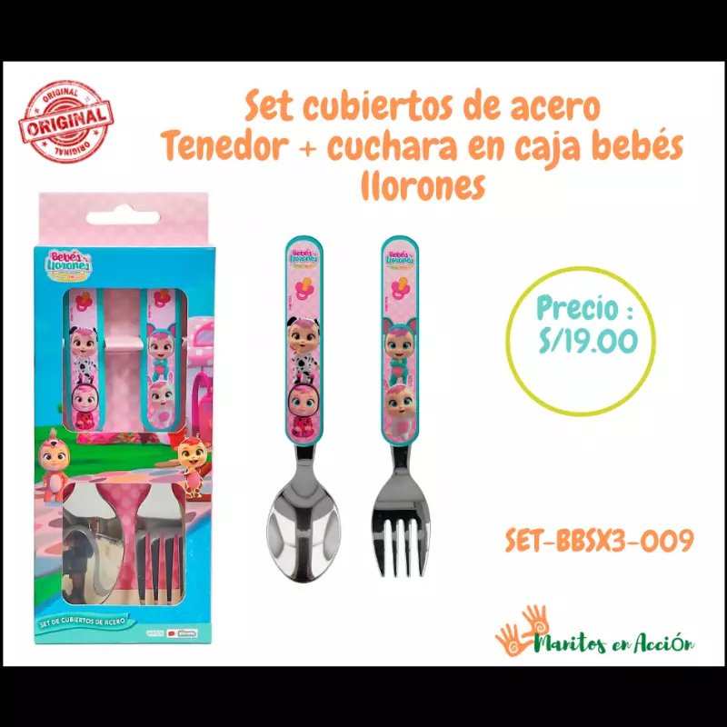 Set cubiertos bebe llorones