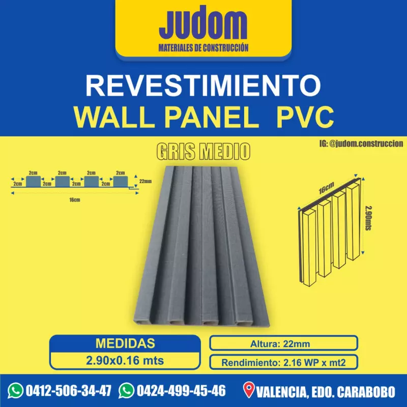 WALL PANEL 2.90x0.16 mts GRIS MEDIO