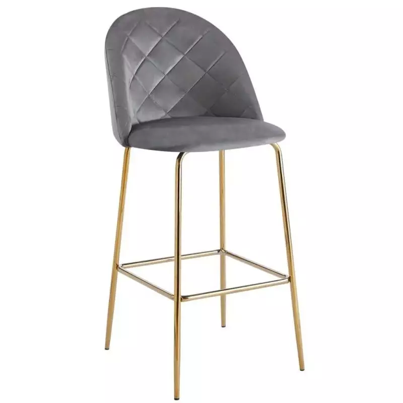 Banqueta Gris Praga pata dorada