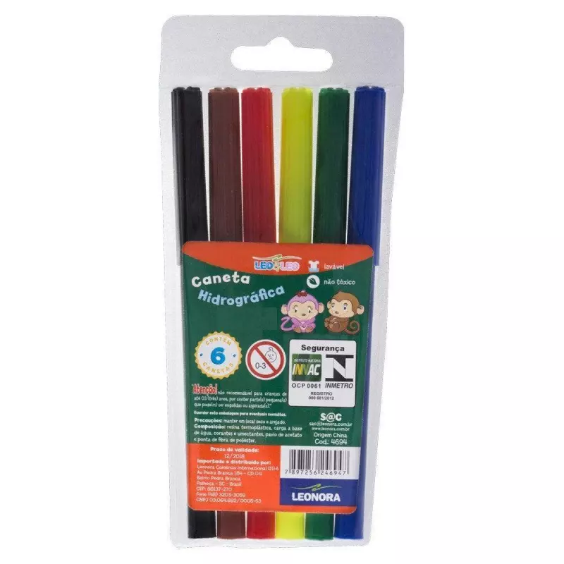 Caneta Hidrográfica - 6 cores Leo e