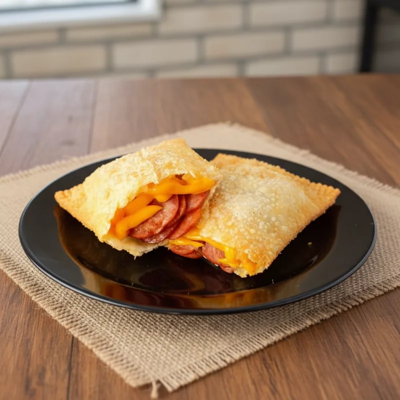 pastel calabresa, catupiry e cheddar