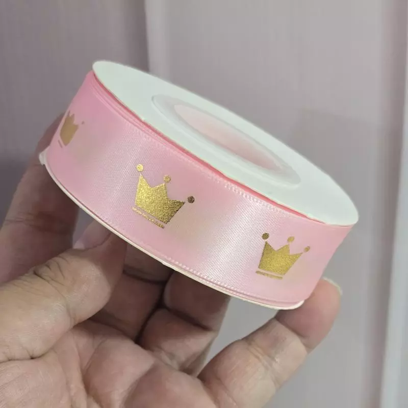 Cinta tela corona rosada