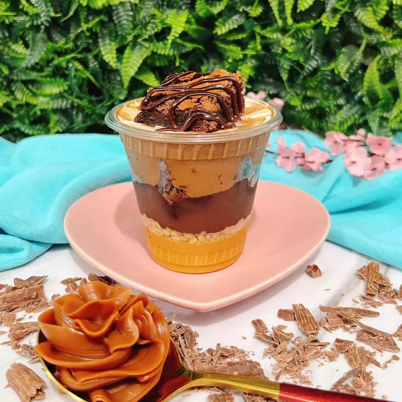Copo Brownie Alpino e Doce de Leite