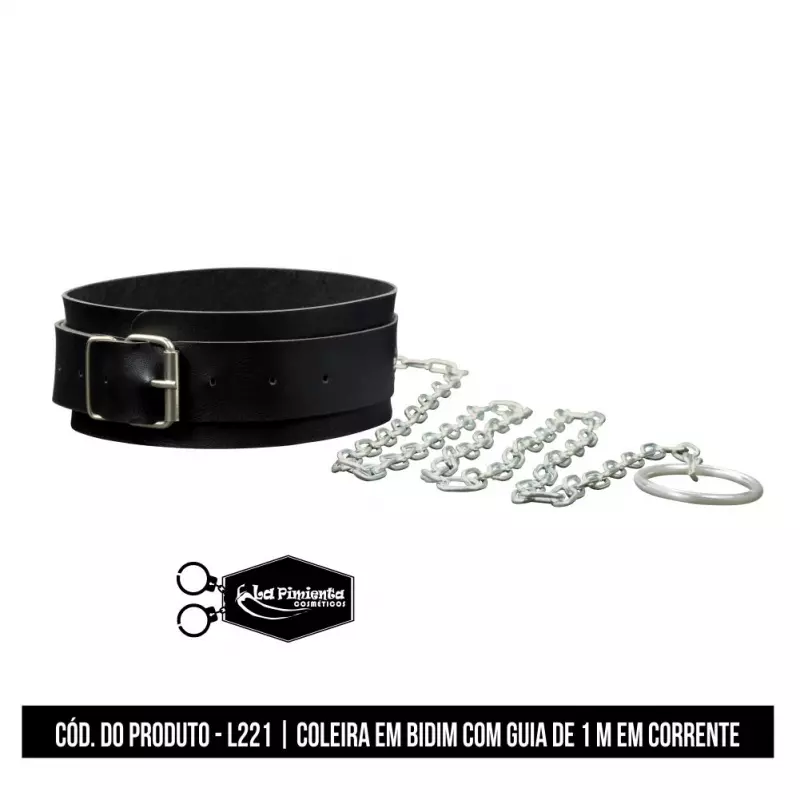 Coleira c/ guia de 1m em Corrente