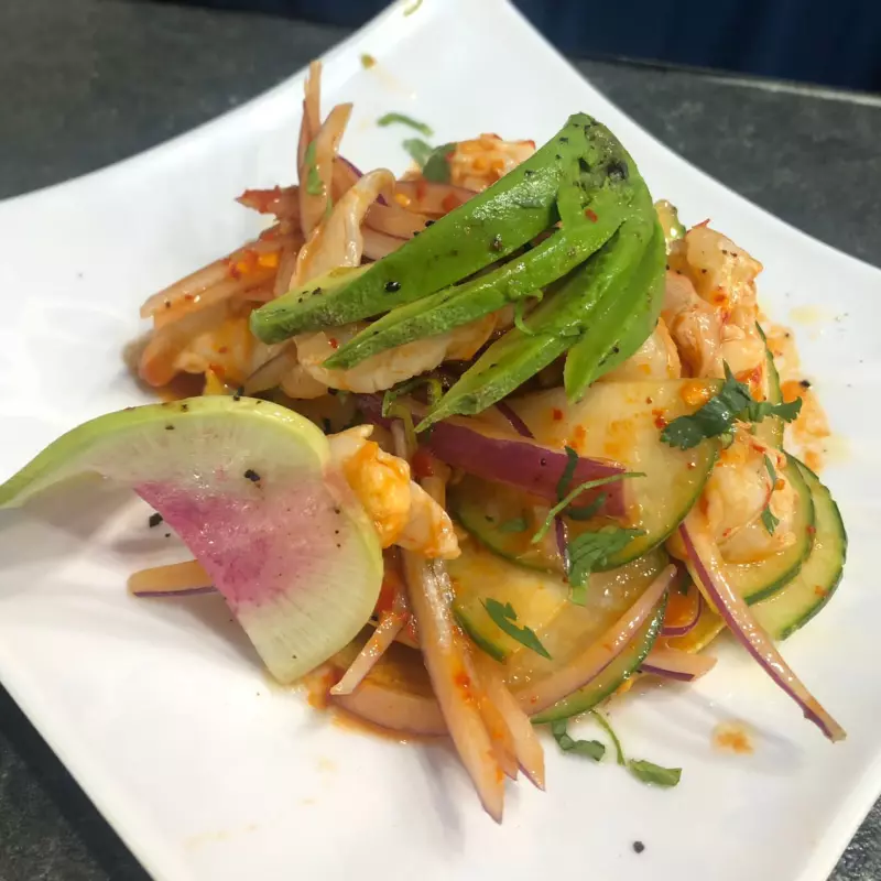 Tostada de aguachile Rojo