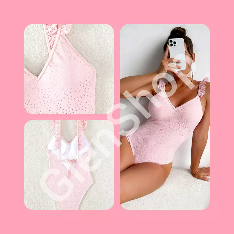 Bañador con bordado rosa