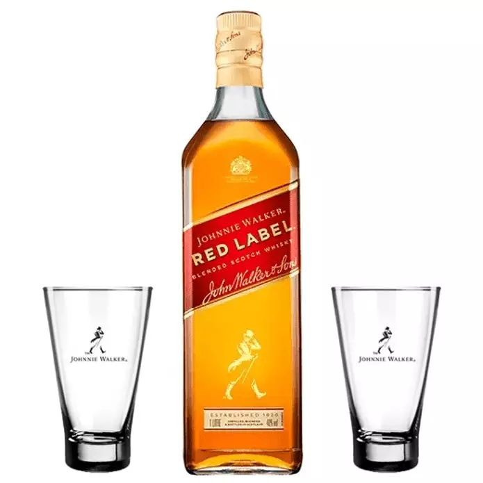 Kit Whisky Red Label 1L + 2 Copos