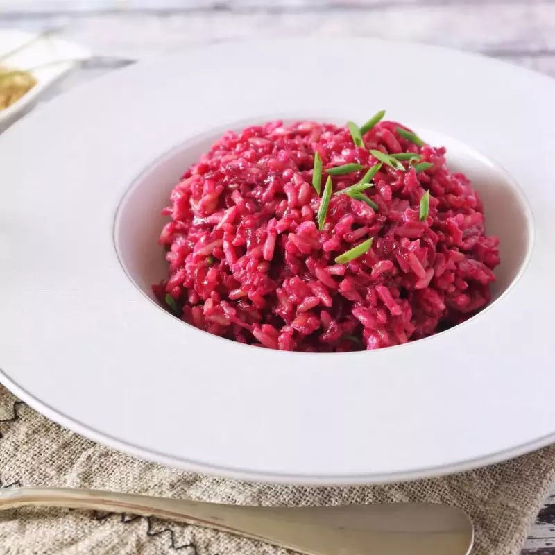 Risoto vegano de beterraba