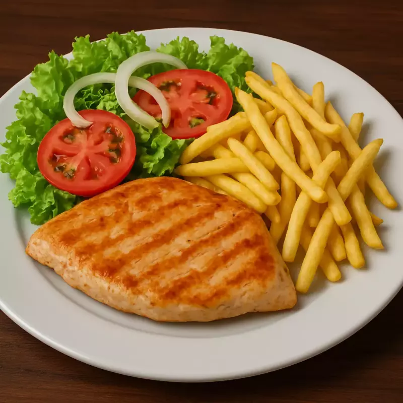 Pollo grillé con guarnición
