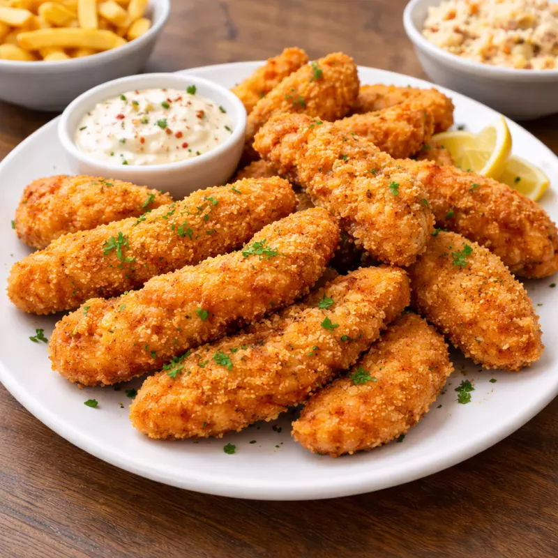 Iscas de frango empanadas