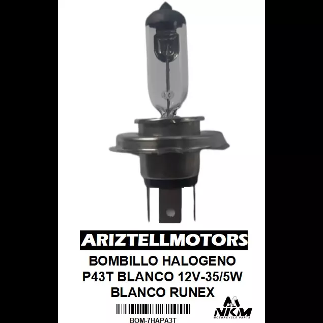 BOMBILLO HALOGENO P43T BLANCO 12V-3