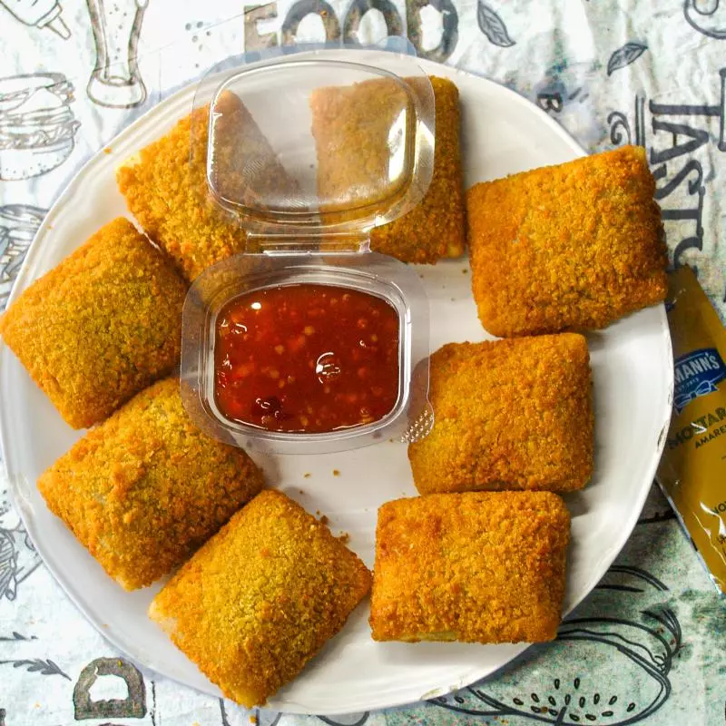 Almofadas de queijo gouda.