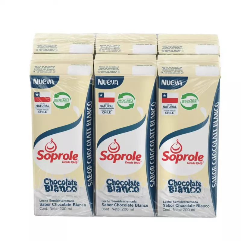 Pack leche Soprole chocolate blanco