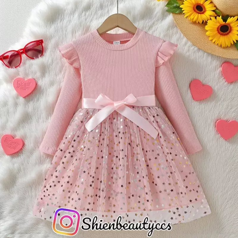Vestido Rosa con Estrellas