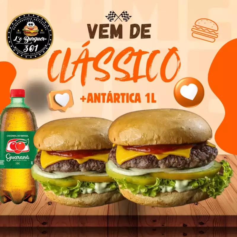 Clássico em dobro + refri 1L