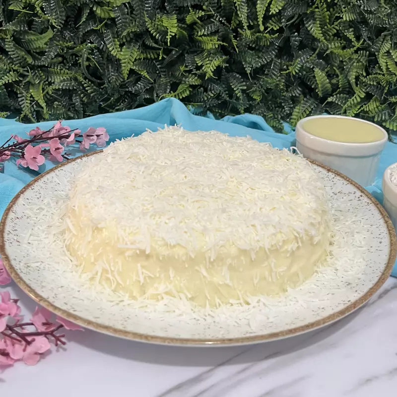 Bolo de Tapioca com cobertura