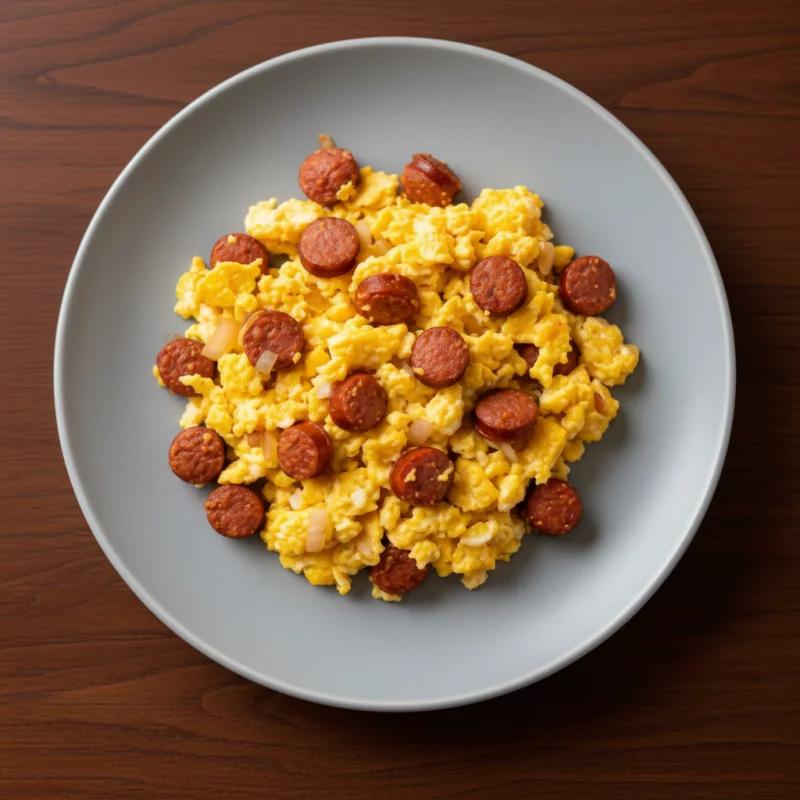 Paila de huevos con longaniza