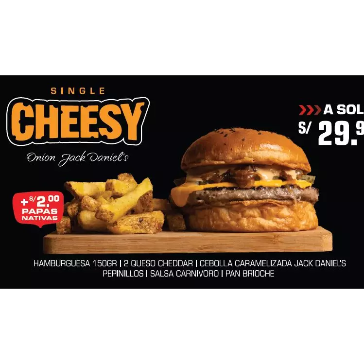 SINGLE CHEESY ONION JACK DANIEL'S