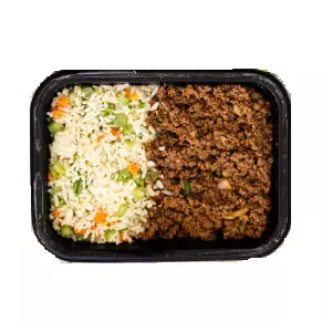 CARNE MOIDA COM ARROZ COLORIDO
