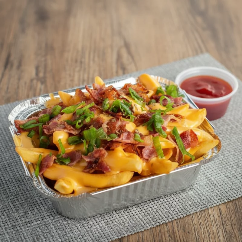 Porción de papas Cheddar y Panceta