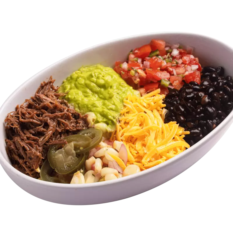 Desnudo burrito servido en bowl