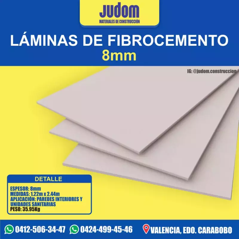 Lamina de Fibrocemento Eteboard 8mm