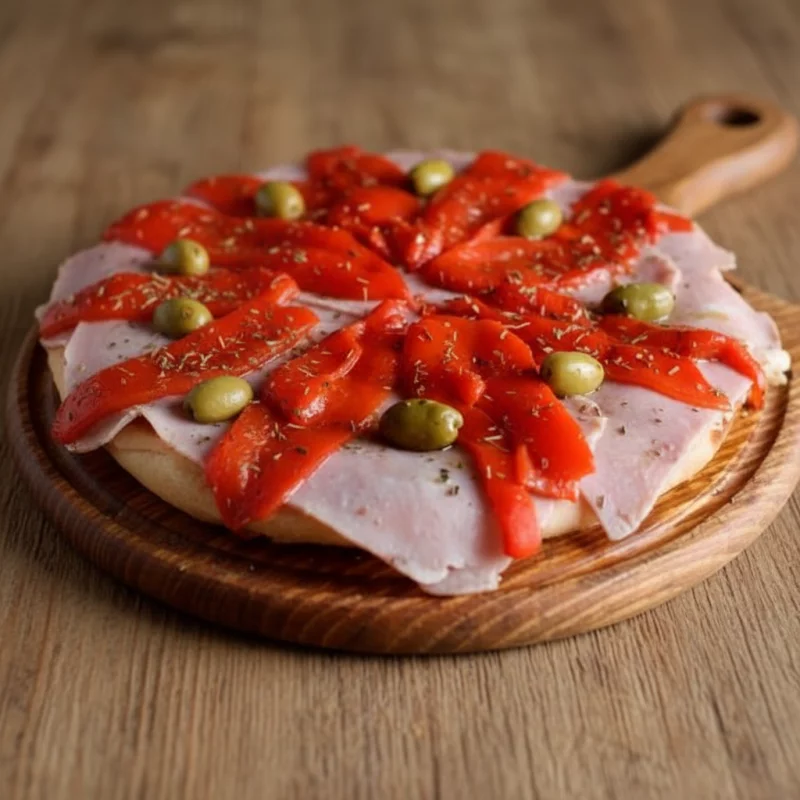 • Pizza de Jamón y Morrones