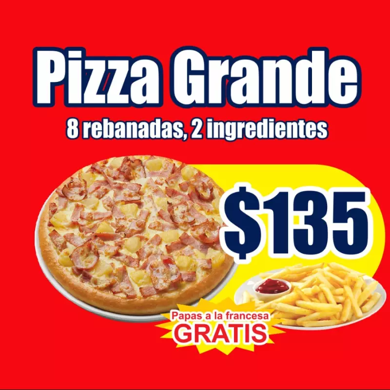 Pizza Grande+papas GRATIS
