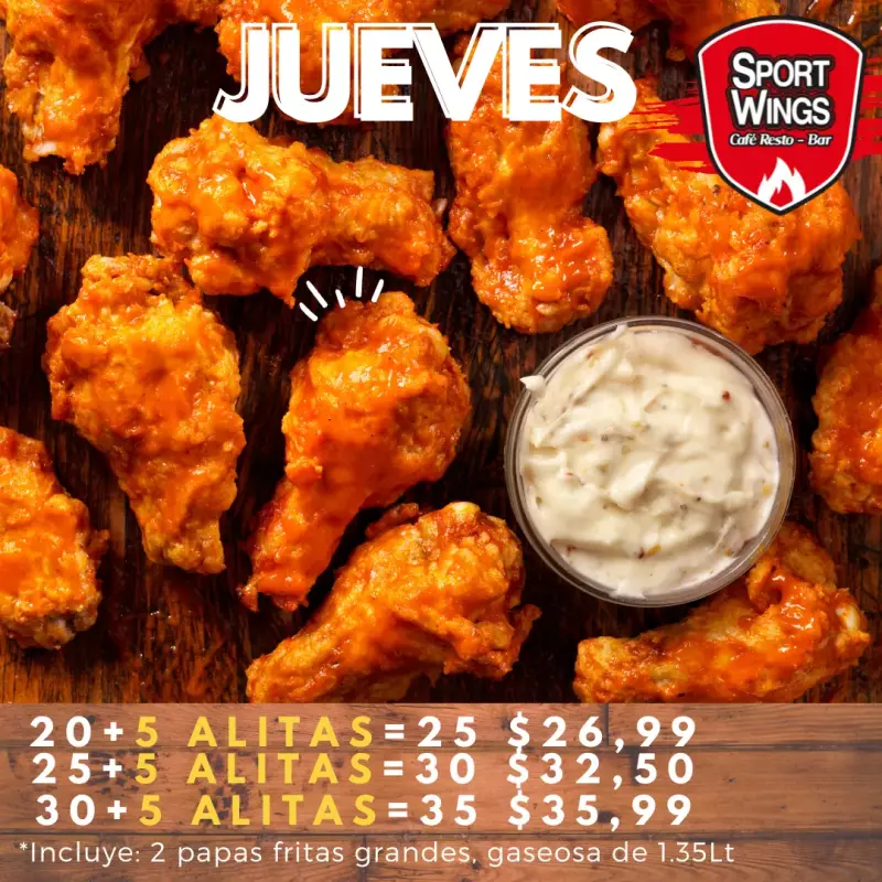 COMBO 25 ALITAS + 5 GRATIS