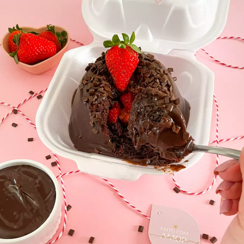 Mini Vulcão de Chocolate & Morango