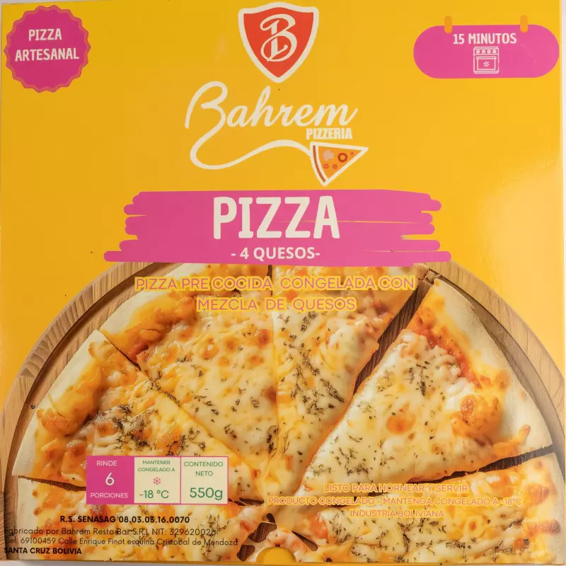Pizza precocida 4 quesos