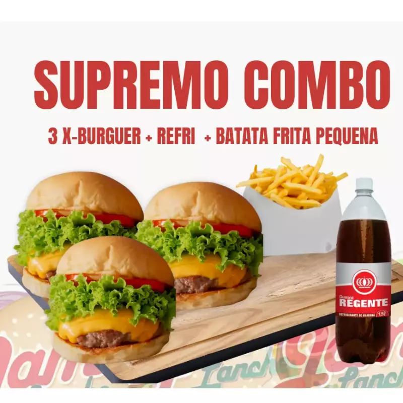 3X-BURGUER ART + REFRI + BATATA