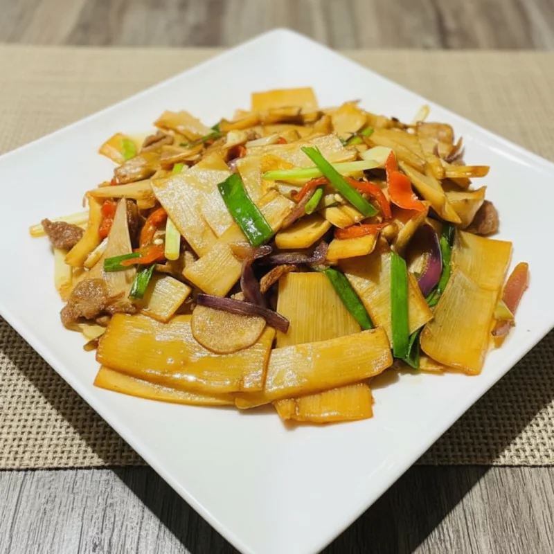 SALTEADO DE BAMBU CON PANCETA 笋片炒腩肉