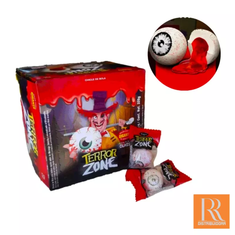 Chiclete Terror Zone Olhos - Morango