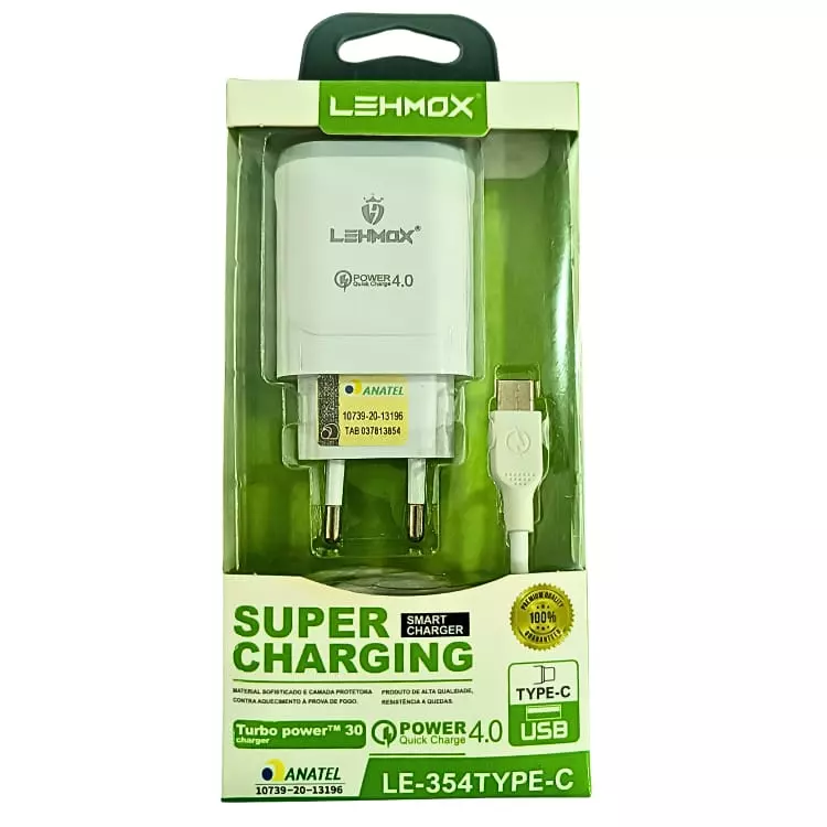 CARREGADOR LEHMOX 4.0 TIPO-C LE-354