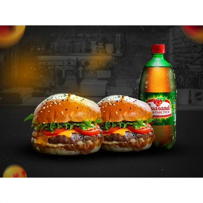(R$10 Off) 2 X Hambúrguer Simples + 1 Guaraná Antártica 1l