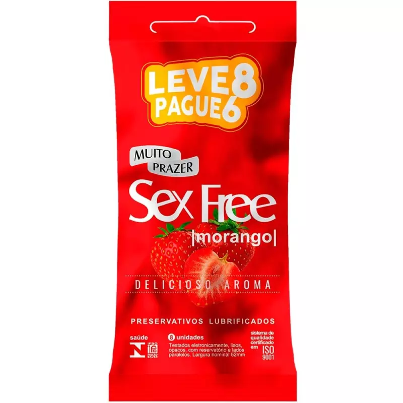 Preservativo Sex Free Morango c 8un