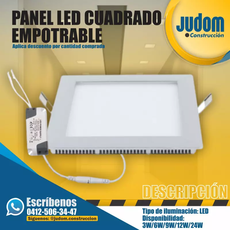 Panel Led Cuadrado Empotrable 12W