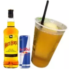 Wisky white horse com red bull