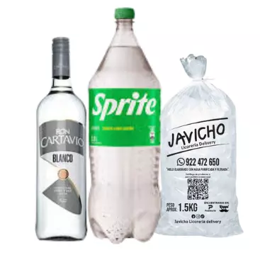 Cartavio blanco + Sprite 2.5 + hielo
