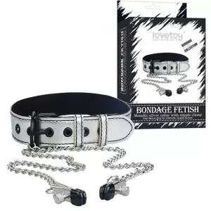 METALLIC SILVER COLLAR WITH NIPPLE