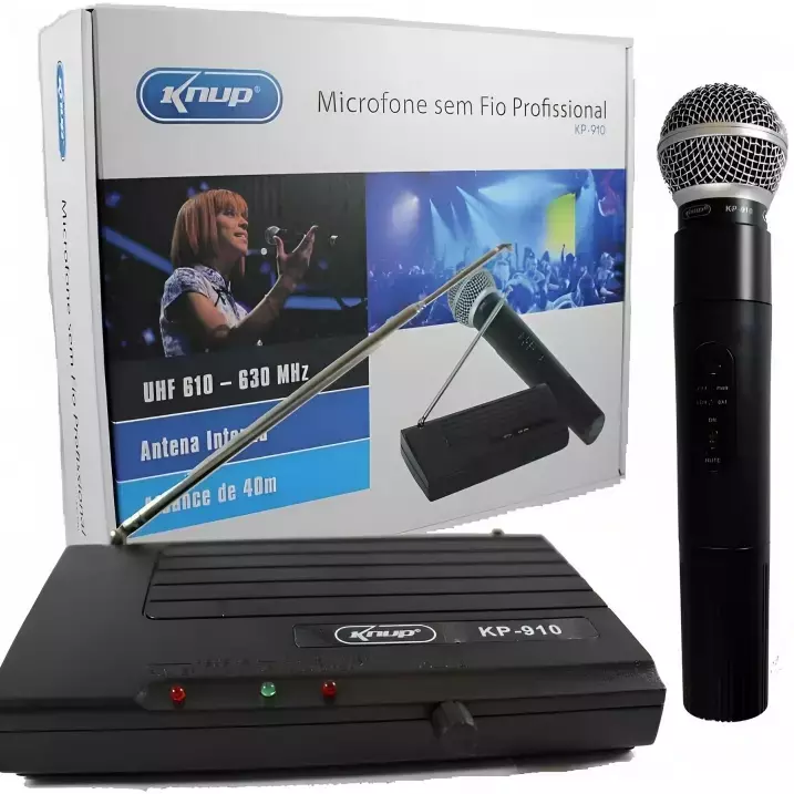 MICROFONE S/ FIO KNUP - KP-910 VHF 6