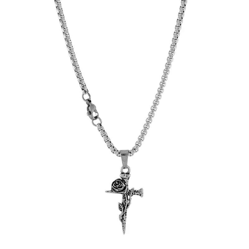 Rose & Cross Necklace