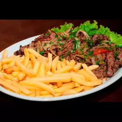 Contra filé com fritas (churrasco)