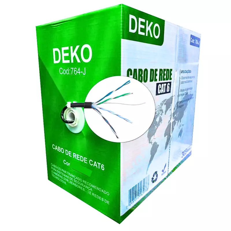 CABO DE REDE CAT 6 C/100MT DEKO