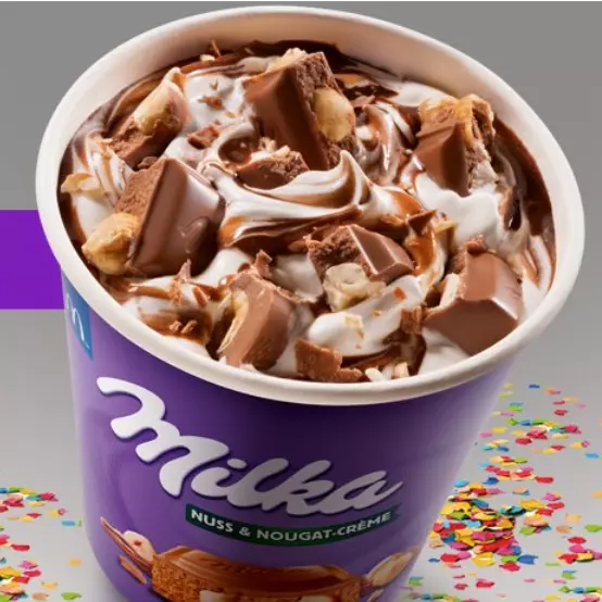 Helado soft en vaso milka