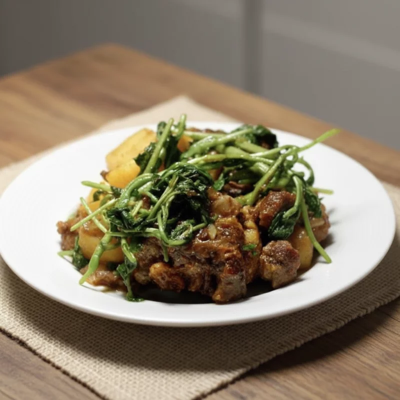 Costela com agrião e batata