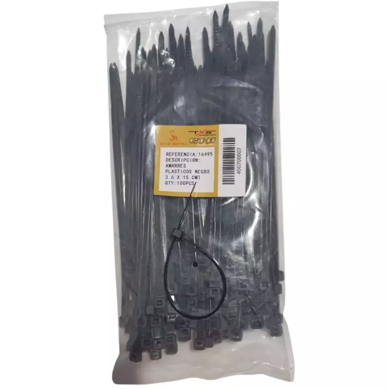 AMARRE PLASTICO NEGRO 3.6X15 CM X100