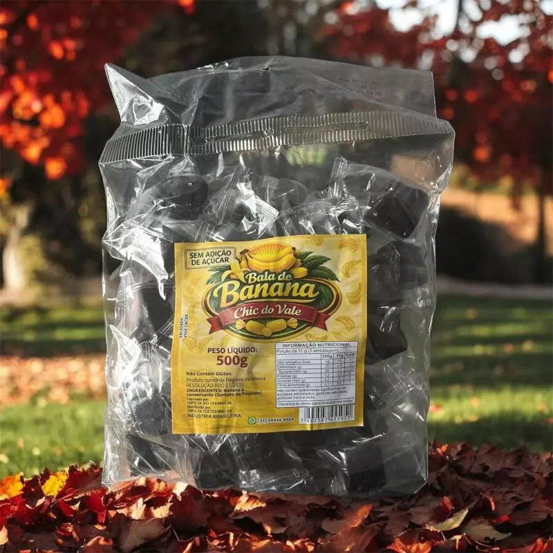 Balas de banana sem adição de açúcar